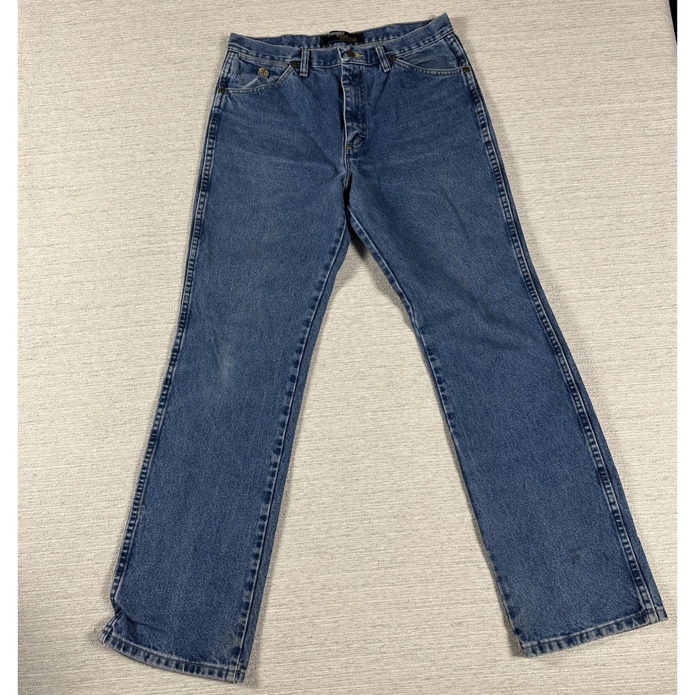 Western Cowboy Straight Leg Classic Blue Jeans Wrangler George Strait 32X32
